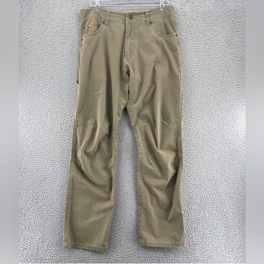 Kuhl Jeans Mens 34x32 Revolvr Taupe Carpenter Straight Free Ryde Patina Stretch